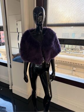 Cache Purple Faux Fur Trim Shrug